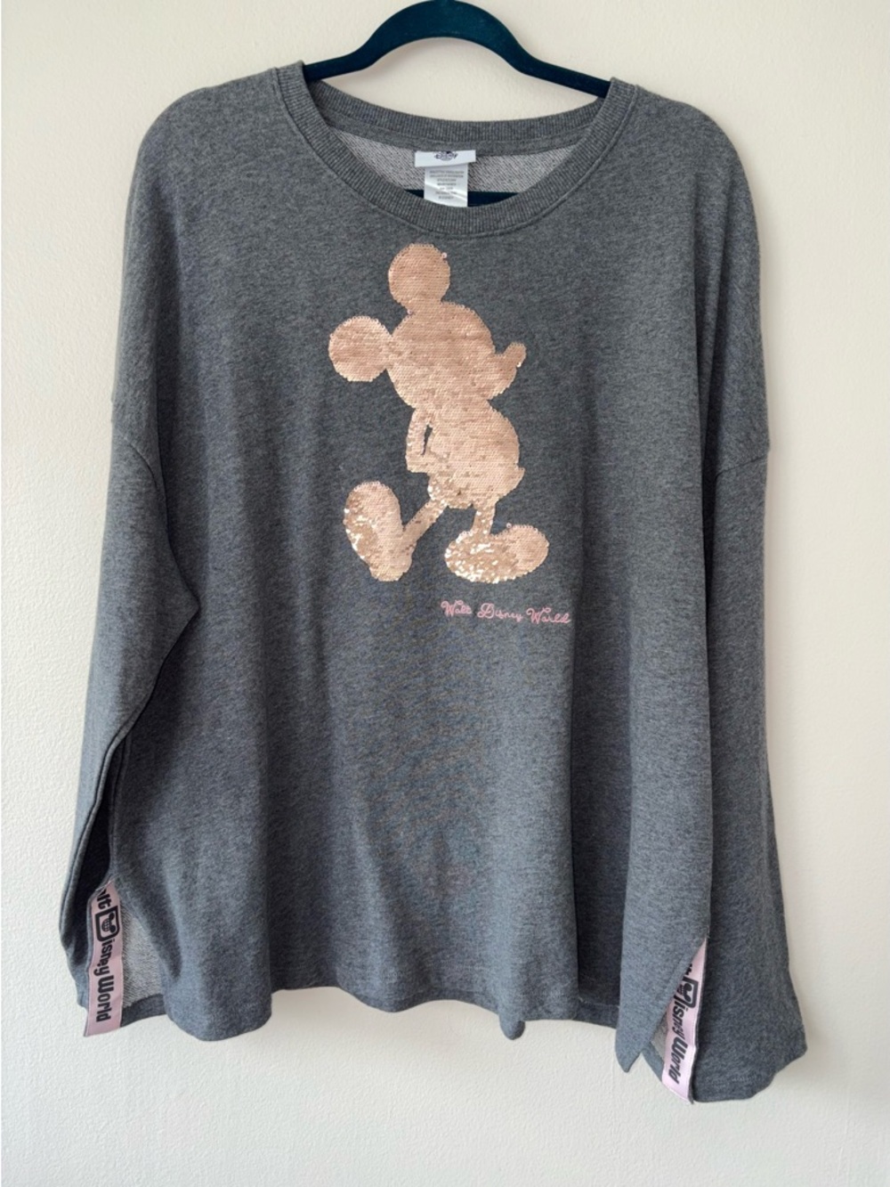Disney Parks Mickey Sequin Sweatshirt Gray XL Walt Disney World